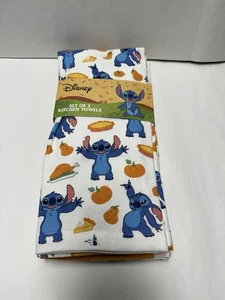 NWT DISNEY STITCH KITCHEN TOWEL SET 3- THANKSGIVING TURKEY PUMPKIN PIE - Picture 1 of 3