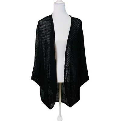 Haute Fox 3X Sheer Knit Open Front Cocoon Cardigan Sweater Black Dolman Sleeve - Image 1 of 4