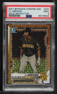 2021 Bowman Chrome Prospects Mega Box Gold Mojo Refractor /50 CJ Abrams PSA 9 - Image 1 of 2