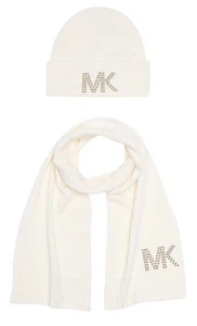 Michael Kors Damen Nieten Strick Beanie Mütze und Schal Set Neu mit Etikett! - Bild 1 von 7