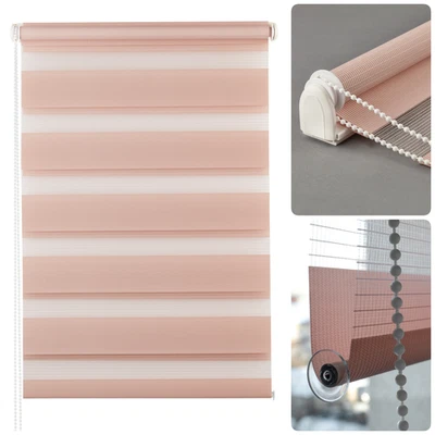 Doppelrollo Klemmfix Ohne Bohren DuoRollo ZebraRollo Fensterrollo Jalousie Rosa - Bild 1 von 4