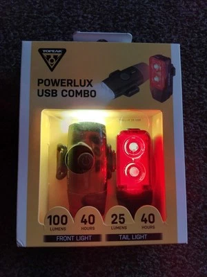 Topeak Powerlux USB Combo Bike Light Set Rechargeable, - Image 1 of 3