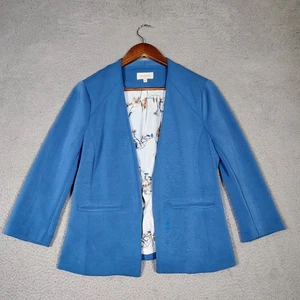 Skies Are Blue Blazer Damen klein blau Stretch vorne offen Jacke Preppy Karriere - Bild 1 von 12
