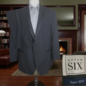 After Six 2 Piece Tuxedo Mens 46L 38X32 Black 2 Button Shawl - Picture 1 of 13
