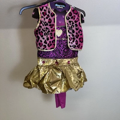 Conjunto de Disfraz Estrella del Pop Niña Talla 5-6 Rosa Leopardo Dorado Falda Conjunto por Teetot Foto 1 de 4