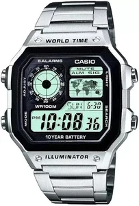 Casio Hombre Iluminador Acero Inoxidable AE-1200WHD Hora Mundial Reloj Digital Nuevo - Imagen 1 de 7