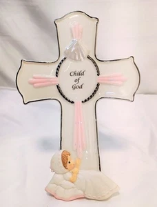 PRECIOUS MOMENTS: Child Of God Girl Baptism Cross Frame - Picture 1 of 5