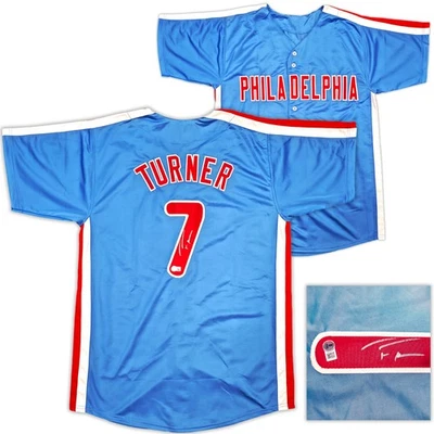 Philadelphia Phillies Trea Turner Signed Blue Jersey Beckett Wit - Image 1 of 4