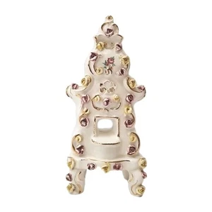 Poêle miniature en porcelaine à fleurs style renouveau rococo d'Allemagne 6" de haut - Photo 1/17