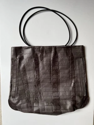 Didi Lamarthe Brown Crocodile Pattern Tote Bag W/ Hand Warming Pouch Vintage 90s - Image 1 of 4