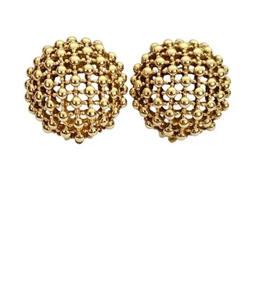 14K Yellow Gold Clip-On Domed Hobnail Earrings - Image 1 of 4