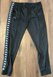 Kappa Track Jogger Sweat Pants sz M Black with Reflective Stripe No Drawstring - Picture 1 of 11