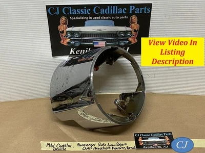 61 Cadillac Deville RIGHT PASSENGER SIDE OUTER LOW BEAM HEADLIGHT HOUSING BEZEL - Image 1 of 4