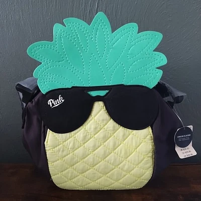 VS "Pink" Pineapple Cooler Lunch Bag Insulated Yellow Green Logo Strap Zip NWT - Image 1 of 4