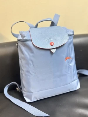 Longchamp Le Pliage Paris Bonita Mochila Azul Nylon y Cuero Bolso de Hombro Foto 1 de 4