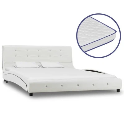 Letto con Materasso Memory Foam Bianco in Similpelle 90x200cm Imbottito vidaXL - Immagine 1 di 2