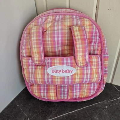 American Girl Bitty Baby Doll Carrier & Backpack Diaper Bag Pink Orange Retired - Image 1 of 4