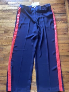 NWT Boden 12 Navy Blue With Red Side Stripe Wide Leg Trouser Dress Pants - Picture 1 of 5