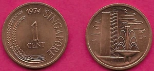 SINGAPORE 1 CENT 1974 UNC A HIGH-RISE FLAT BLOCK TO SIGNIFY THE CONCEPT OF CONDO - Picture 1 of 1