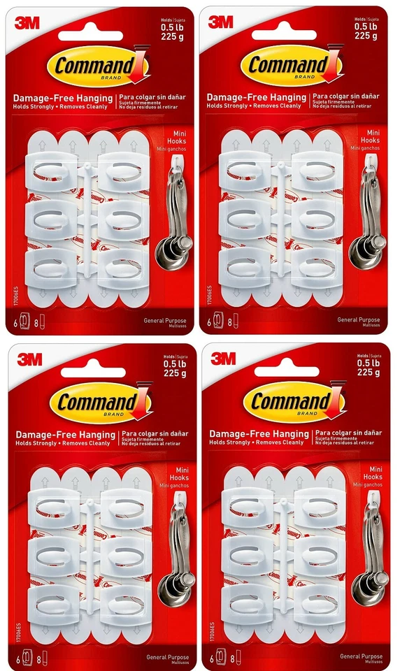 Command Mini Hooks (24 Hooks, 32 Strips) Damage Free Hanging - Image 1 of 1