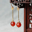 Chinese Agate Gild Tassels Tibetan Style Exquisite Fashion Earbob Earrings