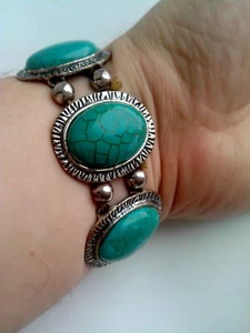 Vintage bracelet big blue stones 1980s - Picture 1 of 5