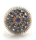 1.00 Carat Natural Blue Sapphire in 14K Solid Yellow Gold Antique Women Ring