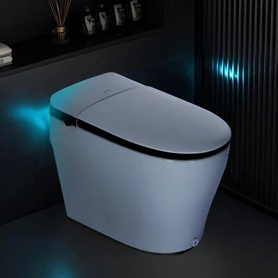 Electric Smart Toilet Bidet Foot Sensor Auto Tankless Heated Flush Night Lights - Image 1 of 4