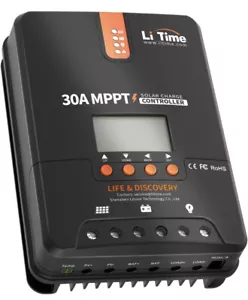 Litime 30 Amp 12V/24V DC Input Bluetooth MPPT Solar Charge Controller - Picture 1 of 7