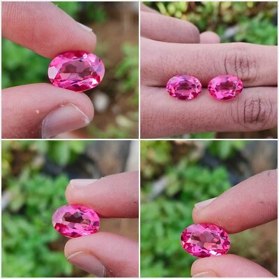 10x14mm. Lote de piedras preciosas sueltas creadas en laboratorio de turmalina rosa corte ovalado para joyería Foto 1 de 4