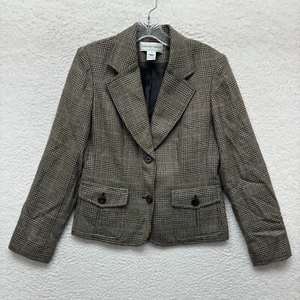 Vintage Anzug Blazer Sakko 4 Damen Wollmischung hellbraun beige Hahnentritt Academia - Bild 1 von 7