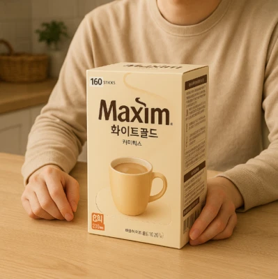 Растворимый кофе Maxim белое золото 12 г 160 палочек корейская смесь смесь золото премиум - Изображение 1 из 4