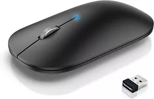 Ergonomic Slim Mouse Bluetooth and USB Wireless Mouse 4000 DPI Silent Click Mous - Picture 1 of 21
