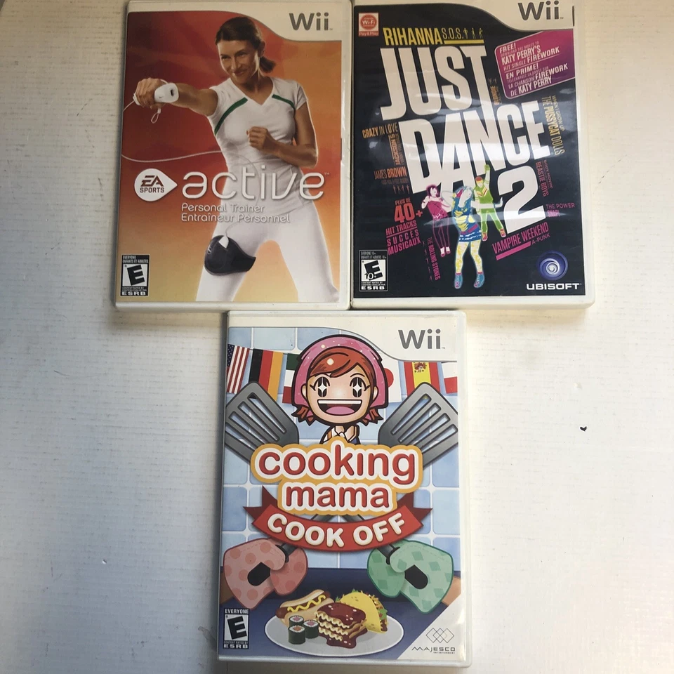 Just danse 2,Activev P.T,Cooking mama cook off Wii Game Bundle  - Image 1 of 4