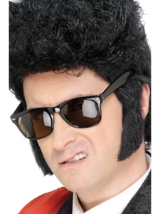 50s Teddy Boy Rocker Elvis Sideburns Black Self Adhesive Fancy Dress Facial Hair - Picture 1 of 1