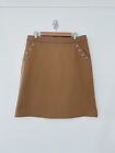 Nwt Laura Ashley  Stretch Cotton A-line Skirt 14 Nutmeg Pockets Buttons Rrp £50