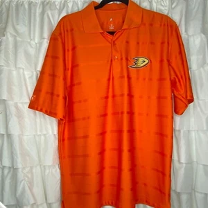 Anaheim Duck Hockey Shirt Herren Orange Medium Kragen Bestickt Kurzarm - Bild 1 von 7