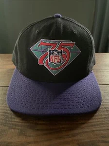 Sports Specialties Vintage 90's NFL 75th Anniversary Snapback Hat Black Purple - Picture 1 of 12