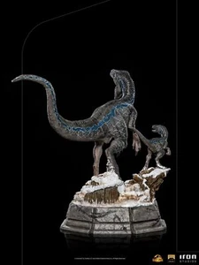 Statua deluxe Iron Studios Jurassic World Dominion Velociraptor 1:10 blu beta - Foto 1 di 13
