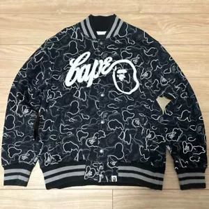 BAPE a bathing ape sweat varsity jacket Neon Camouflage Black Asian Size M Japan - Picture 1 of 7