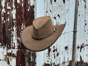 ROBUST SUEDE LEATHER AUSTRALIAN HORSEMAN / BUSHMAN'S HIGH COUNTRY OUTDOOR HAT - Picture 1 of 7