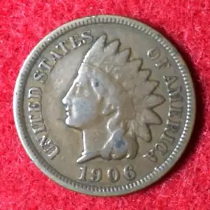 1906 Indian Head Cent mejor que el promedio circulado, Liberty visible lote IHC06B - Imagen 1 de 2