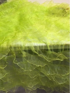 Lime ruffled organza Fabric Draping Craft Wedding Party Decor Fabric dress - Picture 1 of 2