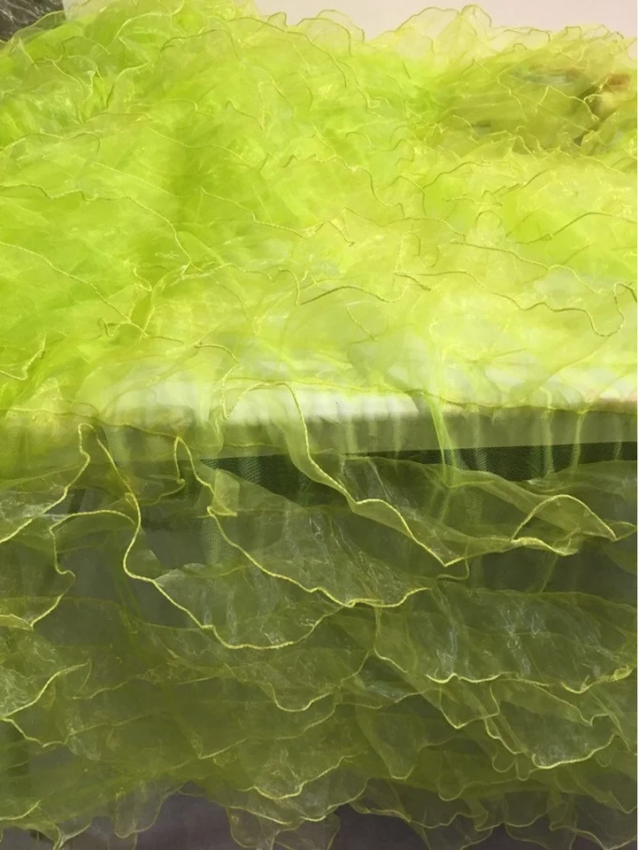 Lime ruffled organza Fabric Draping Craft Wedding Party Decor Fabric dress - Image 1 of 2