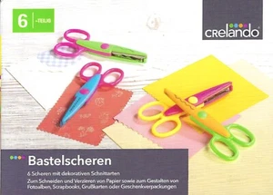 6 teilig Bastelscheren mit dekorativen Schnittarten von Crelando-ab 3 Jahren-Neu - Bild 1 von 1