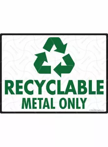 Letrero de reciclaje de aluminio solo metal reciclable - 12" x 9" - Imagen 1 de 1