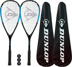 Dunlop Hypermax Nano Squash Racket Twin Set inc Covers & 3 Squash Balls - Picture 1 of 1