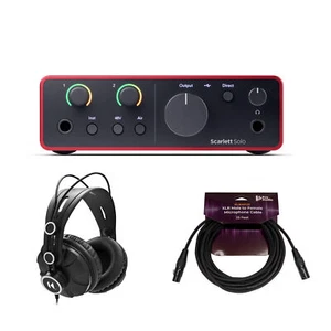 Focusrite Scarlett Solo 4th Gen USB Audio Interface with Headphones and Cable - Picture 1 of 8