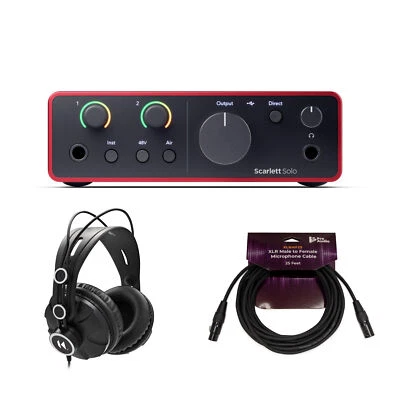 Focusrite Scarlett Solo 4th Gen USB Audio Interface with Headphones and Cable - Image 1 of 4