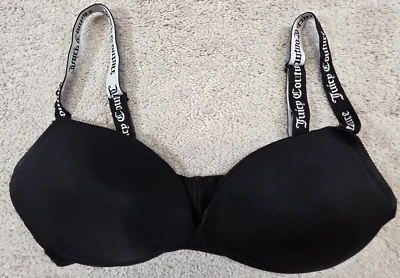 Sujetador Juicy Couture negro con aros logotipo correas 40C Foto 1 de 4